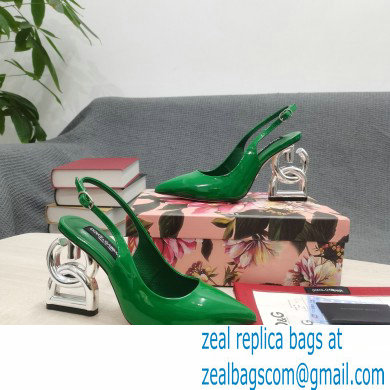 Dolce  &  Gabbana Heel 10.5cm Slingbacks Patent Green with DG Heel 2022